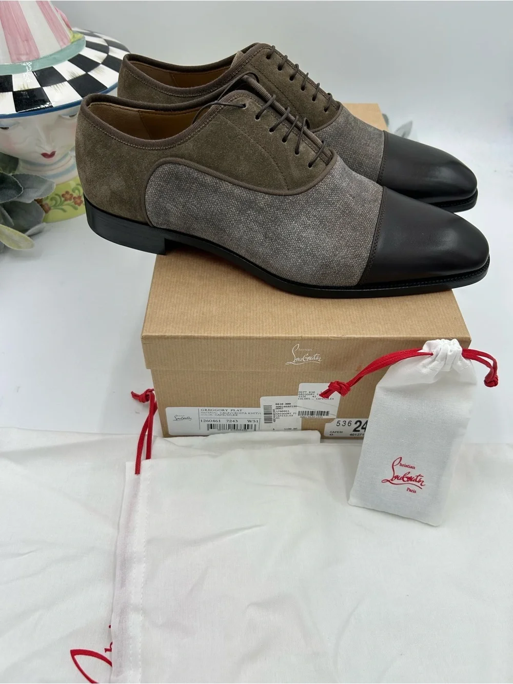 Men's Christian Louboutin Gregory velvet Twill and Leather Oxford's size 43